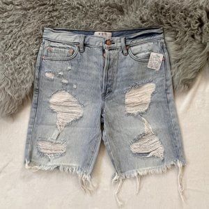 Free People Button Fly Medi Denim Short